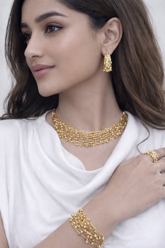 طقم الدوريكا بتصميم الذهب مميز متشابك مع كرات ذهبي...