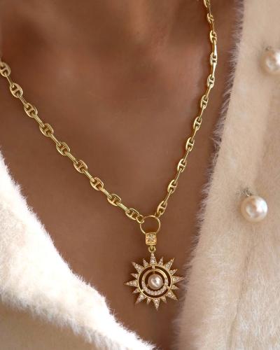 سلسال نسائي مطلي بالذهب عيار 14 بتصميم حلقات متراب...