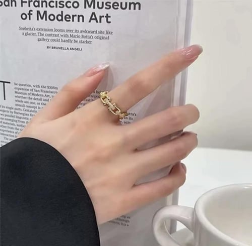 خاتم ناعم بتصميم مستوحى من تيفاني مطلي ذهب