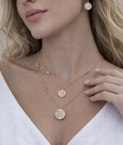 طقم محاكى للذهب مكون من ( سلسال طبقتين + حلق )