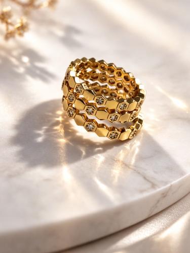 خاتم مرامي شوميه اناقة ثلاثية بديل الذهب مطلي ذهب...