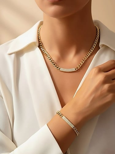 طقم البلاك المطلي بالذهب مؤالف من قطعتين سلسال مع...