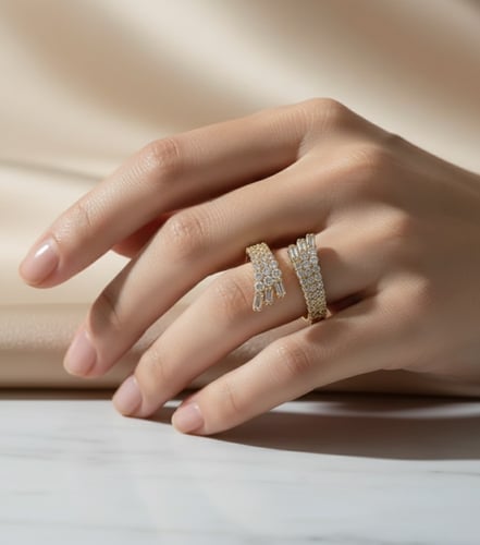 خاتم بتصميم ثلاث صفوف دمج بين الزركون وحجر الباغيت...