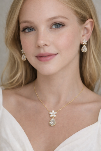 طقم الدمعة اللؤلوية المطلي بالذهب .. موديل JR106