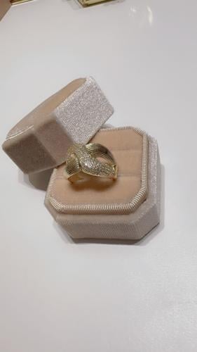 خاتم عريض بتصميم فخم مطلي ذهب