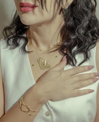 سلسال خريطة المملكة مطلي ذهب