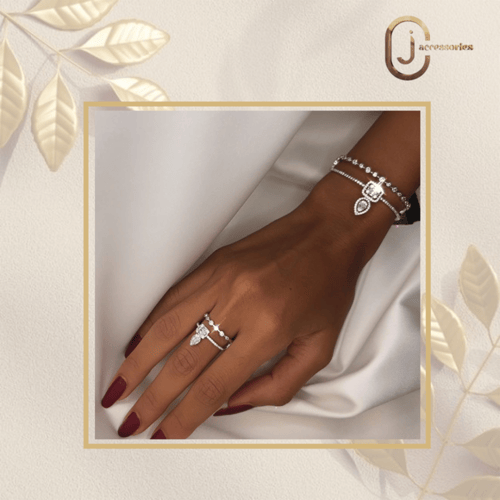 طقم أساورة فضة عيار 925 + خاتم