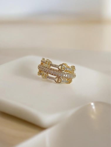 خاتم موديل هرمز مفتوح مطلي ذهب