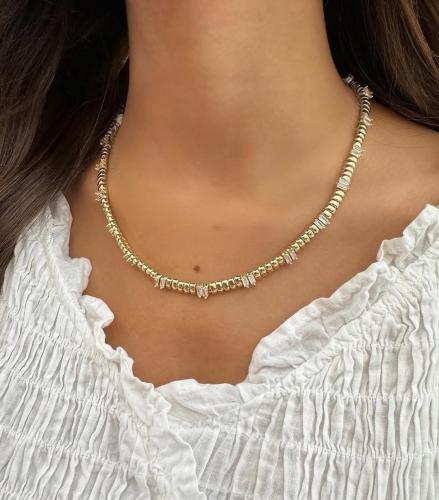 سلاسل أنيق مطلي ذهب مزين بحجر الباجيت