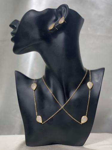 طقم محاكى من ماركه كالذهب سلسال طول+ حلق