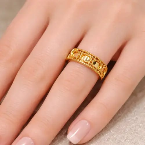 خاتم ديور بديل الذهب مطلي ذهب .