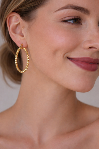 أقراط دائرية مطلية بالذهب عيار 14 – تصميم هندسي لا...