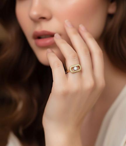 خاتم مفتوح بتصميم مستوحى من ميسكل مغطر بالزركون مط...