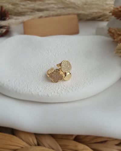 خاتم مطلي وردة ودائرة