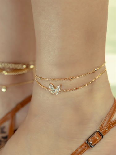 خلخال الفراشة الجميلة مطلي .