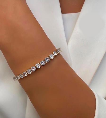 أساور تنس دائري مطلي ذهب عيار 18