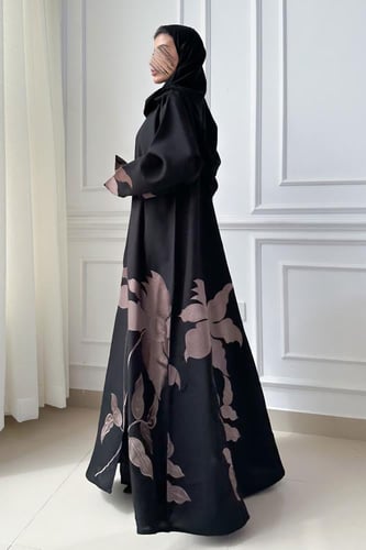 عباية كريب بتطريز البني