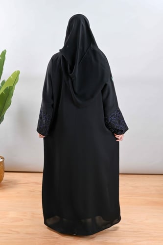 عباية كريب ناعم بتطريز اسود على كحلي