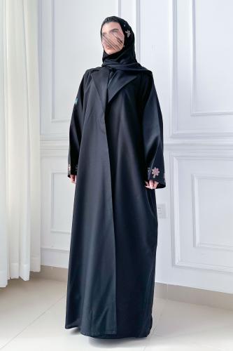 عباية كلوش بتطريز بني