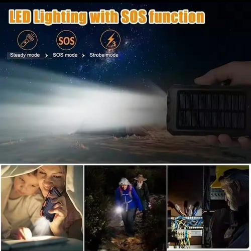 باور بانك بطارية متنقلة بالطاقة الشمسية وكشاف