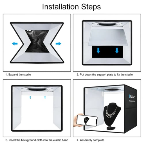 صندوق تصوير احترافي بإضاءة LED وخلفيات متعددة – Pu...