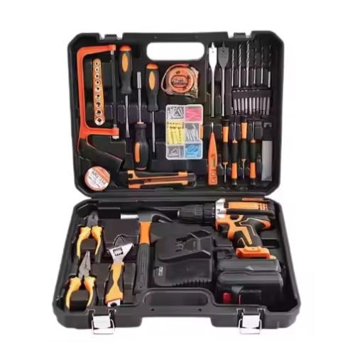 شنطة عدة مع دريل كهربائي لاسلكي بطاريتين