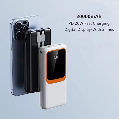 بطارية باور بانك 20,000 بشاشة وشحن سريع بقوة 22.5W