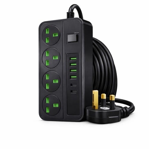 توصيله كهرباء 5 أمتار 3000W متعددة المخارج مع USB...