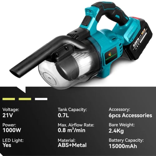 مكنسة بطارية لاسلكي بقوة 1000 واط شفط قوي جدا متعد...