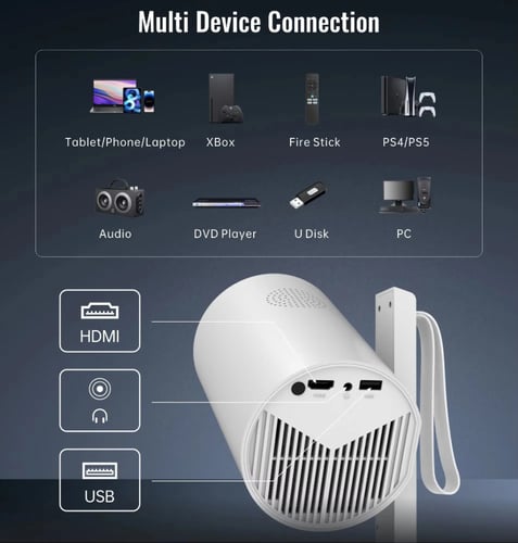 بروجكتر ذكي اندرويد ببطارية وسماعة شاحن تايب سي من...