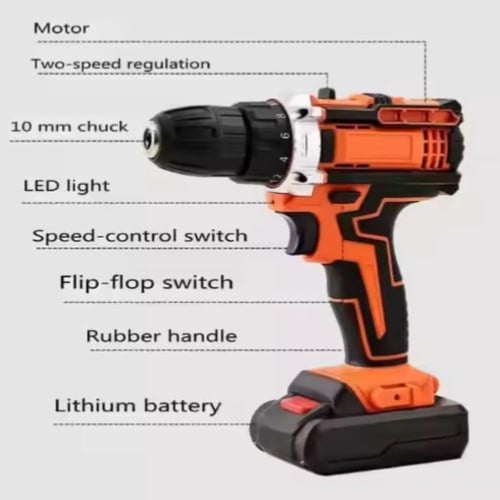 شنطة عدة مع دريل كهربائي لاسلكي بطاريتين