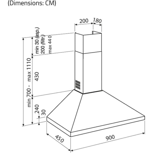 جليم شفاط هرمي بلت ان 90سم - 3 سرعات - قوة شفط 420...