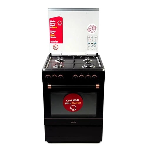 سيمفر فرن غاز 4 شعلات - 60x60 سم - أسود - F6402SGR...