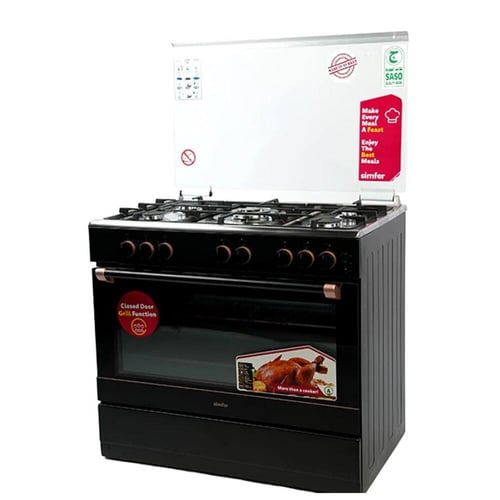 سيمفر فرن 5 عيون غاز 60x90 سم بمروحة - شبك ثقيل -...