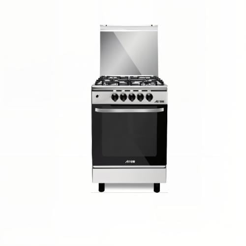 ارو فرن غاز 4 شعلات 55x55 سم - أمان كامل - فضي وأس...