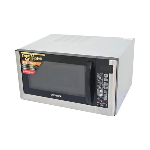 فيشر ميكرويف مع شواية 43 لتر 1250 واط - فضي وأسود...