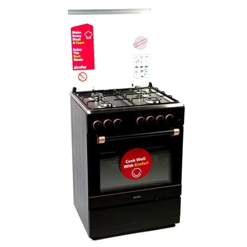 سيمفر فرن غاز 4 شعلات - 60x60 سم - أسود - F6402SGR...