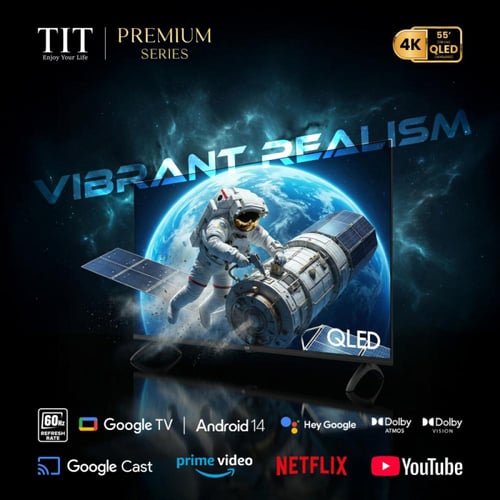 تي اي تي شاشة سمارت 55 بوصة - QLED - 4K UHD - بنظا...