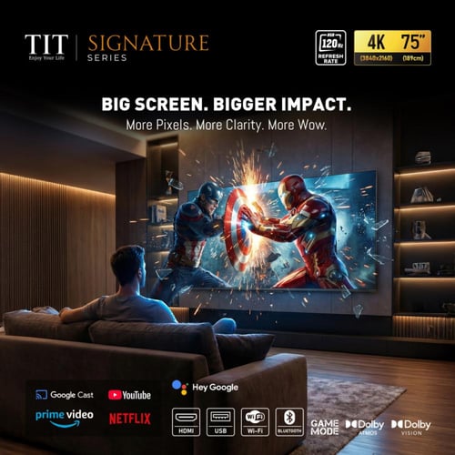 تي اي تي شاشة سمارت 75 بوصة بدقة 4K UHD - نظام أند...