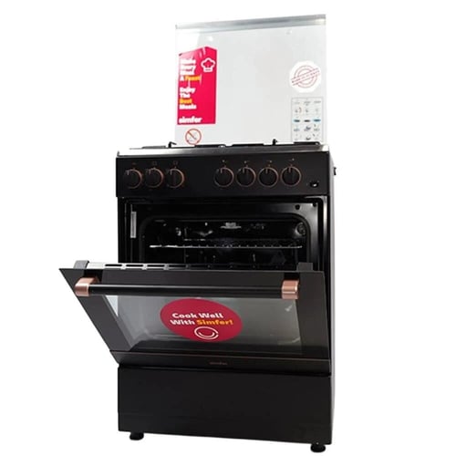 سيمفر فرن غاز 4 شعلات - 60x60 سم - أسود - F6402SGR...