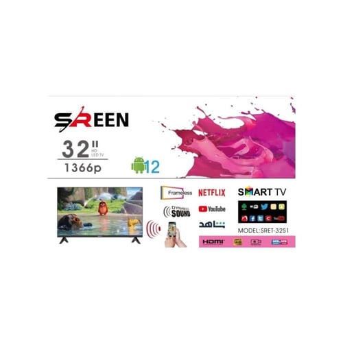 سرين شاشة ذكية 32 بوصة LED بنظام أندرويد 12 ودقة H...