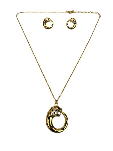 طقم سلسال ذهبي مع حلق بتصميم فهد مستوحى من بولقري