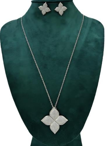 طقم سلسال سبحه فضي وحلق مستوحى من روبيرتو كوين