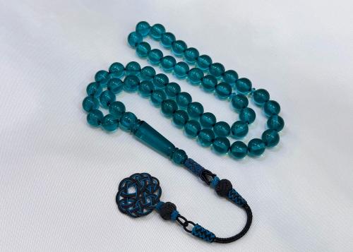 Transparent turquoise agate prayer bead rosary