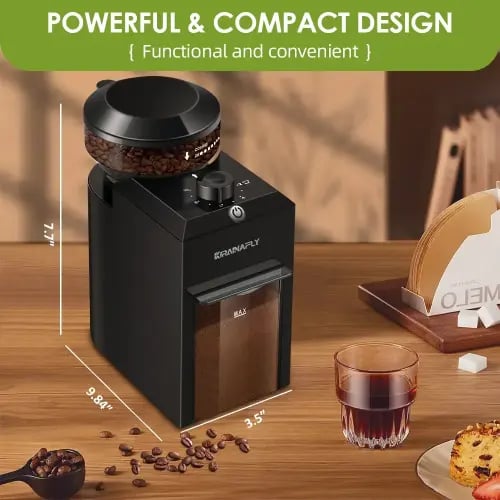 مطحنة قهوة كهربائية أوتوماتيكية بـ 28 إعداد طحن دقيق للإسبريسو والقطر (طحن احترافي)