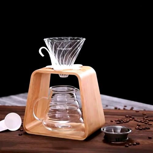 Solid Wood Pour Over Coffee Drip Stand Desktop Woo...