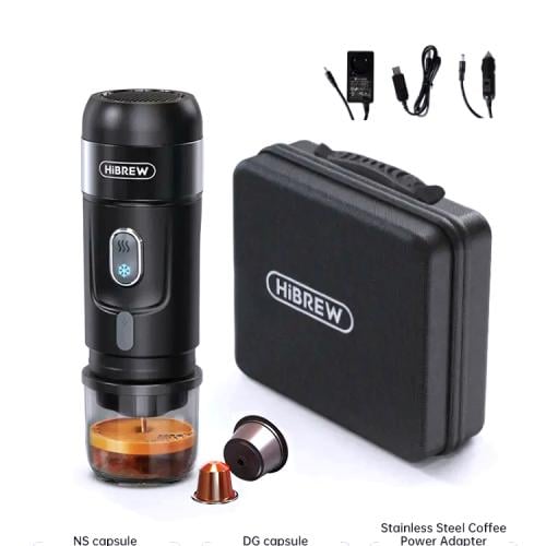 HiBREW Portable Coffee Machine for Car & Home,DC12V Expresso Coffee Maker Fit Nexpresso Dolce Pod Capsule Coffee Powder H4A NEW