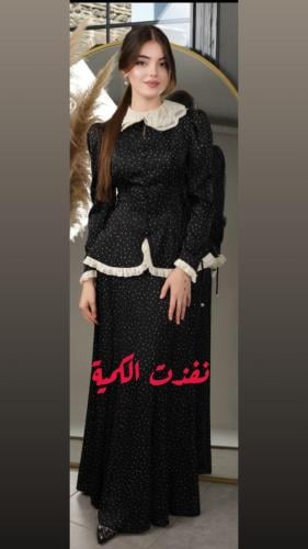 طقم تايير فيكتوري كريب أسود (سترة + تنورة)