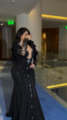 فستان كريب سيراميك اسود