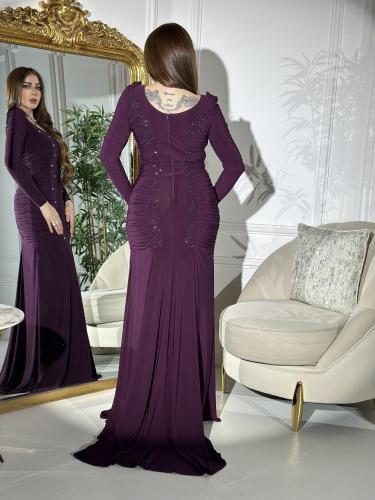 Dress stretch work with luxurious rhinestones